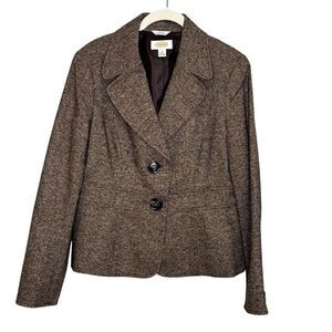 Talbots Blazer Womens 8 Wool Silk Blend Italian Fabric Tweed Jacket Classic
